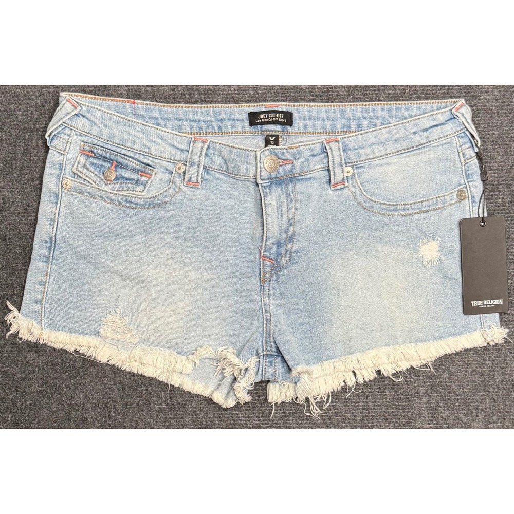 NWT‎ True Religion Joey Cut-Off Low Rise Shorts Light Wash Women's 32 Y2K Grunge
